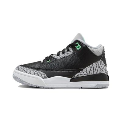 Кроссовки Air 3 Retro PS Green Glow Kids Black Wolf-Grey White DM0966-031