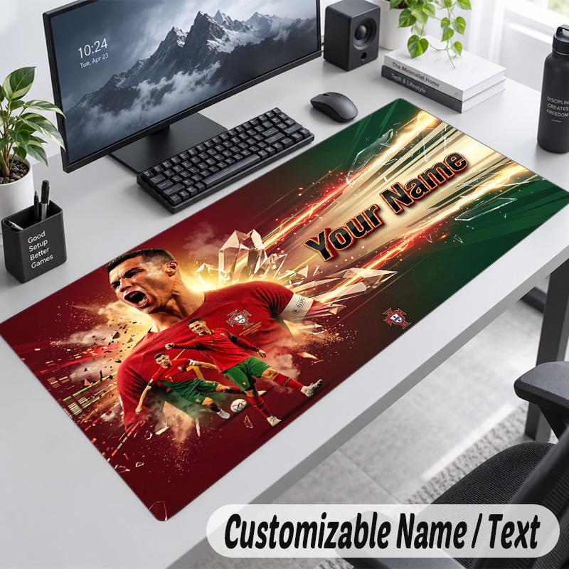 Custom Name Text Mouse Pad Cristiano Ronaldo Personalized Desk Pad For Work And Gaming
