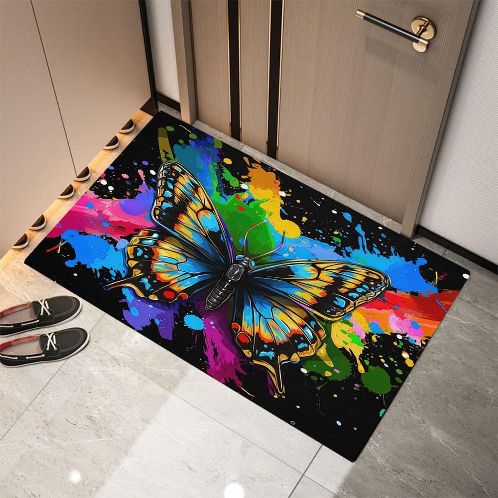 Purple Butterfly Printed Doormat Non-Slip Entrance Doormat Home Decor Carpet for Living Room Rugs Bathroom Floor Rug