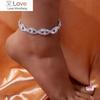 Rhinestone Evil Eye Anklet Bracelet For Women Crystal Anklet Boho Leg Irregular Statement Foot Chain Sandal Ankle Jewellery