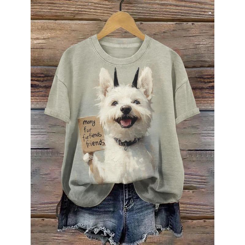 Летняя тонкая женская футболка с короткими рукавами и принтом в виде 3D-цифровых животных и насекомых