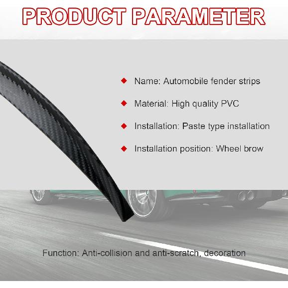 Augeny 4PCS Car Fender Trim Strip, Carbon Fiber Arch Anti-Scratch Wheel Header Protection Pad, Universal Curved Anti-Collision Wheels Lip Strip, Car