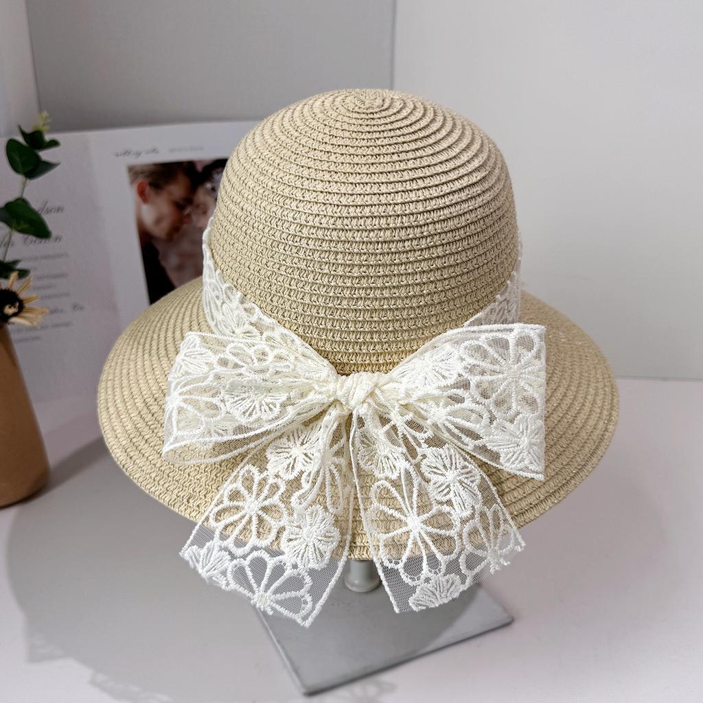 Летняя маленькая свежая соломенная шляпа модная шляпа от солнца шляпа-ведро для пляжа с лентой-бантом дорожная шляпа от солнца