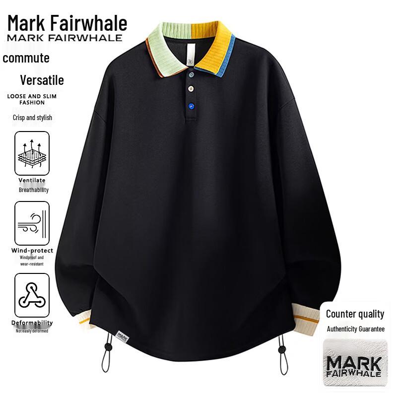 Mark Fairwhale Men's Casual Long Sleeve Polo Shirt