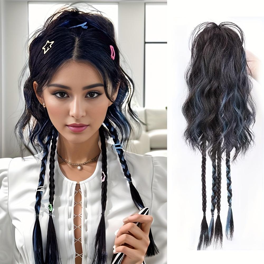 LISI HAIR Synthetic Long Hair Braid Ponytail Curly Hair Buns Braid Wig Claw Clip Ponytail Extension Buns Ponytail For Daily Use Hair