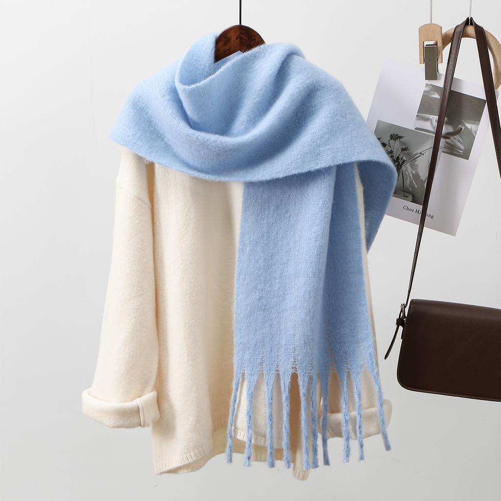 Winter Scarf For Women Cashmere Warm Solid Pashmina Blanket Wraps Female Thick Soft Bufanda Big Tassel Shawl Long Poncho Echarpe