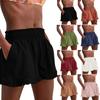 Women's Summer Solid Pocket Shorts Ruffle Elasticated Casual Shorts