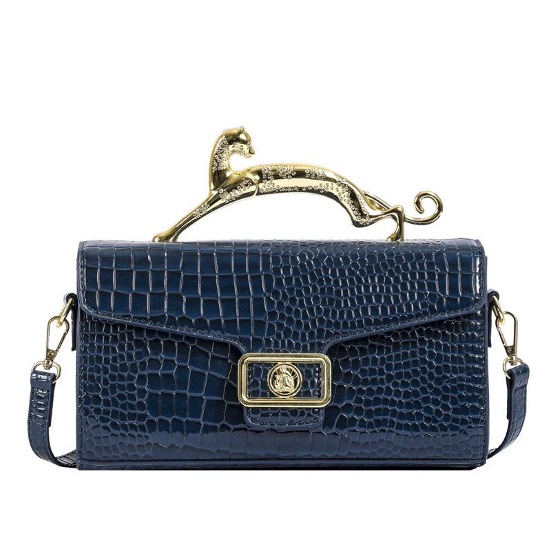 Роскошная лакированная кожа крокодиловый камень узор женская сумка через плечо ретро фурнитура модная сумка леопардовый металл