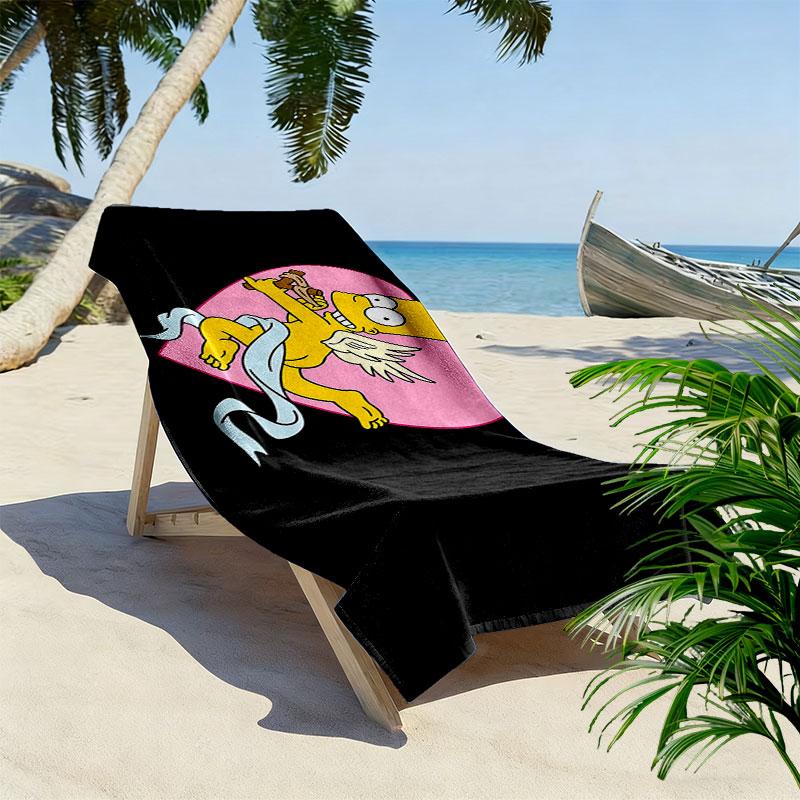 Bart Simpson Print Beach Towel, Large Soft Quick Dry Towel for Beach Camping Swimming