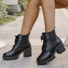Autumn/Winter New Women'S Short Boots British Style Coarse Heel Round Head Strap Regular Edition