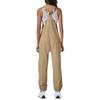 Women's Jumpsuits Summer Fashion Casual Loose Wide Leg Jumpsuits Solid Color Insert Pockets Retro Button Strap Jumpsuits