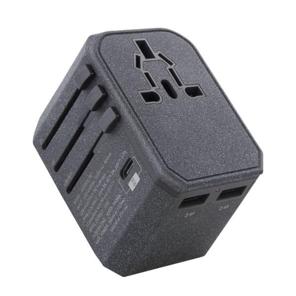 UNIQ Lad. network. Voyage World Adapter 33W+ 2xUSB + PD 18W + QC 3.0 gray/charcoal gray (LITHOS Collective)