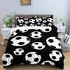 Football Duvet Cover Set King Size Simple Black White Comforter Cover 3D Soccer Sport for Kids Boys Girls Polyester Bedding Set