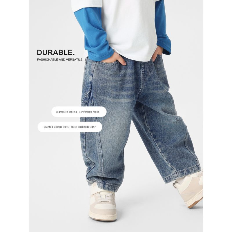 Right European Style Boys' Casual Denim Long Pants Children's Clothing Boys' Kids' Toddler 2026 Spring and Autumn New Children's Clothing