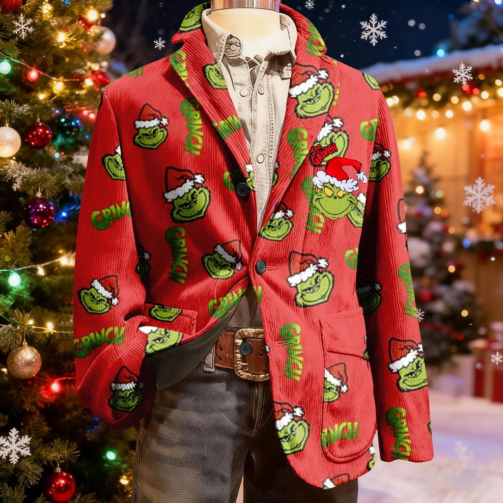 Мужской уродливый рождественский вельветовый теплый карманный пиджак-кардиган, мужской повседневный костюм