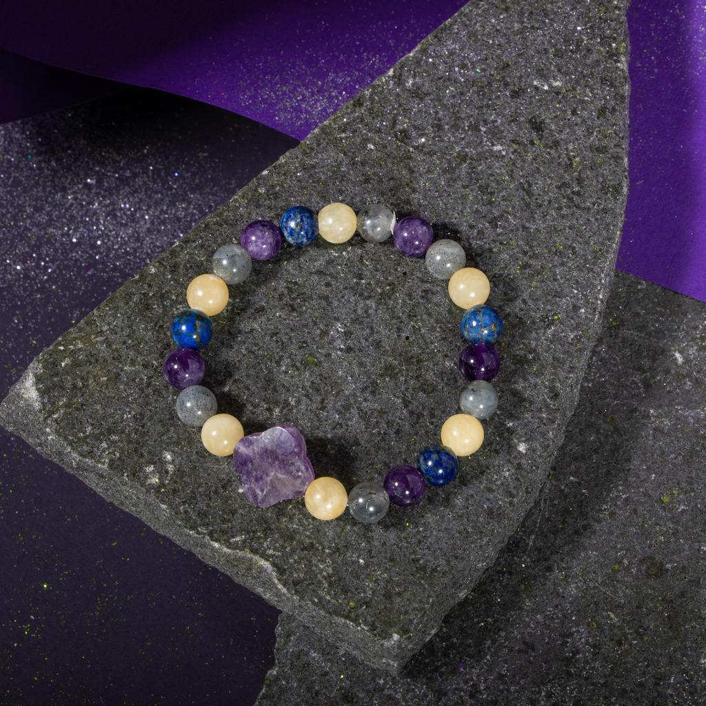 Браслет Стрелец Аметист, Кальцит, Лабрадорит, Лазурит
