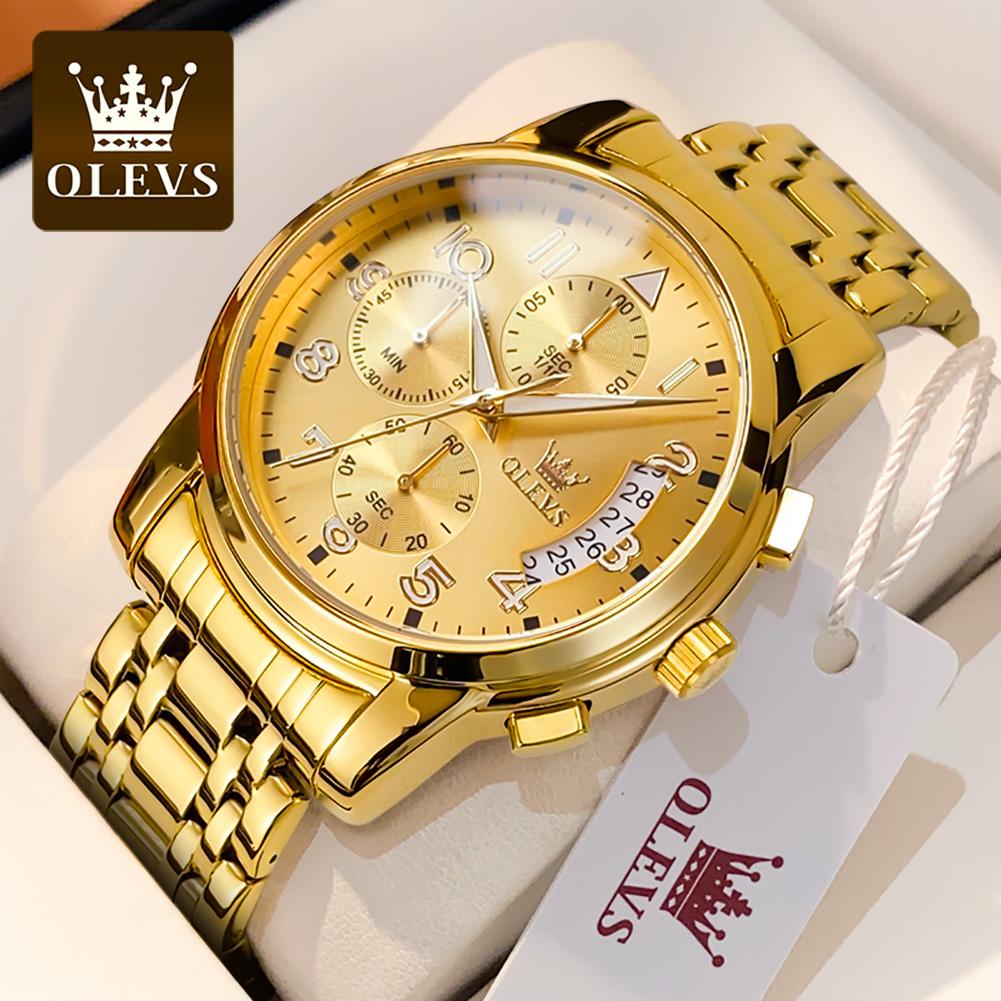 OLEVS 2879 Original Quartz Watch for Men Digital Dial Calendar Auto Date Waterproof Chronograph Men's Business Dress Wristwatch