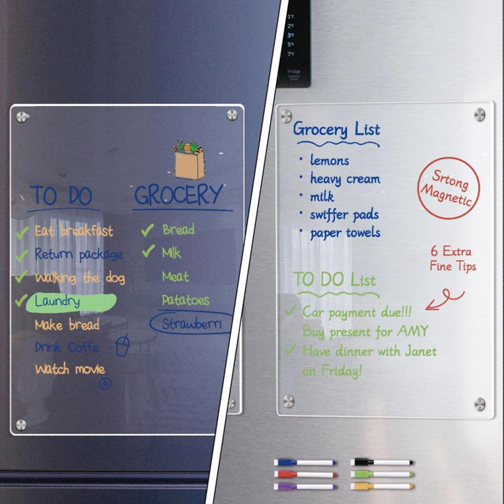 Magnetic Transparent Acrylic Week Plan Message Board Fridge Calendar Scratchable Magnetic Refrigerator Sticker