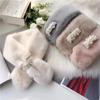 New Women's Winter Scarf Faux Fur Plush Pearl Scarf Faux Fur Thickening Warm Cross Stereo Scarfs New Scarfs Apparel Accessories