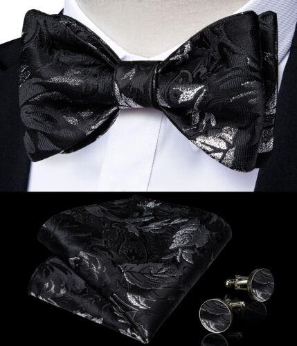 Мужской шелковый галстук-бабочка, регулируемый синий галстук-бабочка, набор запонок с цветочным принтом пейсли