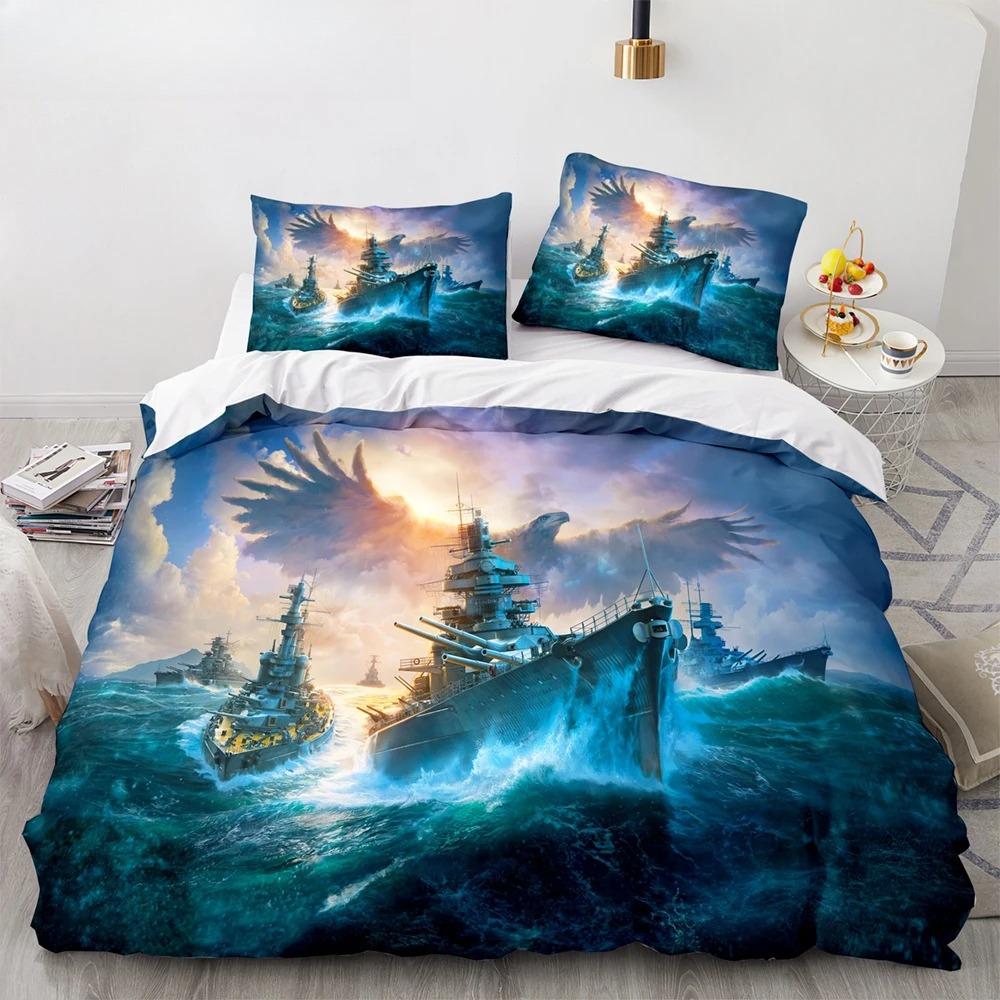 Винтажный пододеяльник с изображением парусника, короля и королевы, комплект постельного белья с изображением океана для подростков и взрослых, с изображением корабля и огня, черный, 2/3 шт., полиэстер, пододеяльник