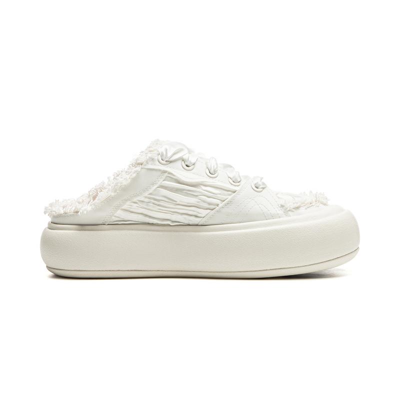 Li Ning Puff Mule модные спортивные нескользящие прочные повседневные туфли с низким верхом женские туфли цвета не совсем белого AZGU072-1