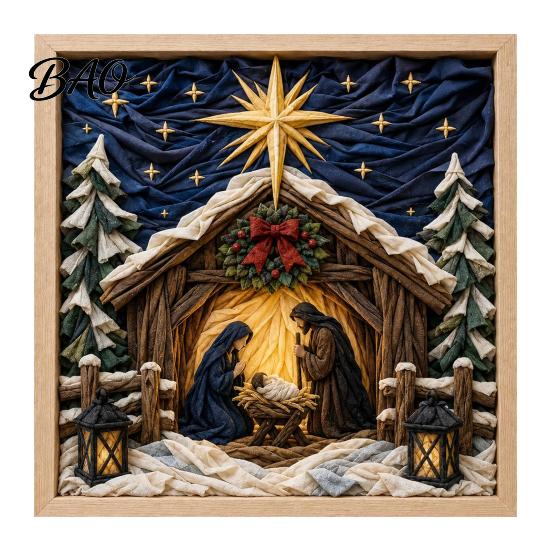Fabric Poke Art Kit 3D Christian for Adults, Faith Inspired Layered Texture Craft Kit, DIY Christmas Wall Handmade Religious Gift Birthday Ideas