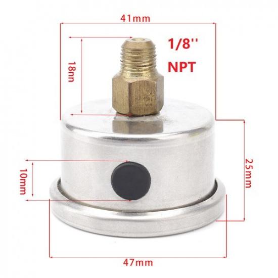 Liquid Oil Pressure Gauge 0-100 PSI Pressure Gauge 1/8" NPT With AN 6 Adapter