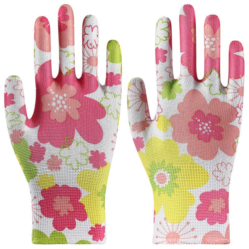 Lightweight Breathable Nylon Gardening Gloves - Wear-Resistant, Multi-Color Patterns