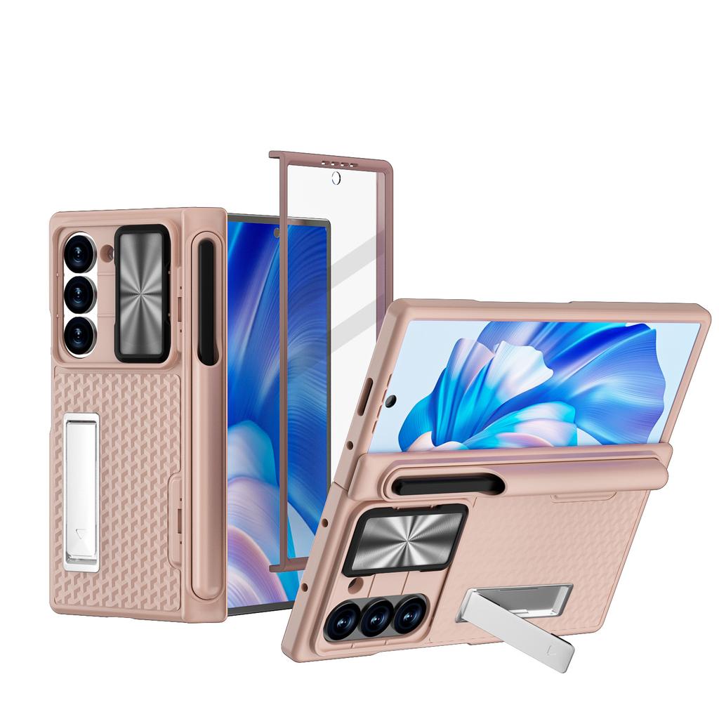 Подходит для Samsung Galaxy Fold 6 Складной чехол для мобильного телефона ПК Прозрачный Магнитное внутреннее кольцо с подставкой Складная защитная крышка
