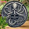 Жестяная табличка Kraken Spiced Rum Осьминог Винтажный Металлический Плакат Круглый 8x8 Дюймов Алюминиевое Настенное Искусство Декор для Домашнего Бара