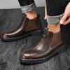 Fashion Italian Brand Men's Leather Casual Shoes High-quality High Cut Workwear Shoes Thick Soled Men's Business Ankle Boots Classic