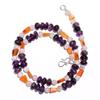 Natural Amethyst Carnelian Moonstone Gemstone Smooth Beads Necklace 17" UB-4634 UB-4634