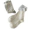 Autumn Mid-Leg Socks Cotton Socks Dotted Stripes Simple Socks Cotton Conventional Girly Style