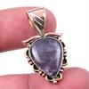 Natural Iolite Gemstone 925 Solid Sterling Silver Two Tone Pendant 1.25" Z3q16
