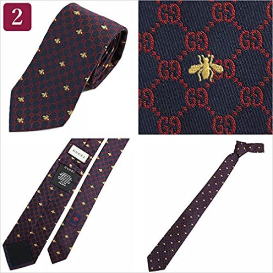 Narrow Slim Bee Monogram GG Logo 545078 4E002 Navy [Gucci] Tie, Tie, Silk, (Bee) Men's [2] [Used]