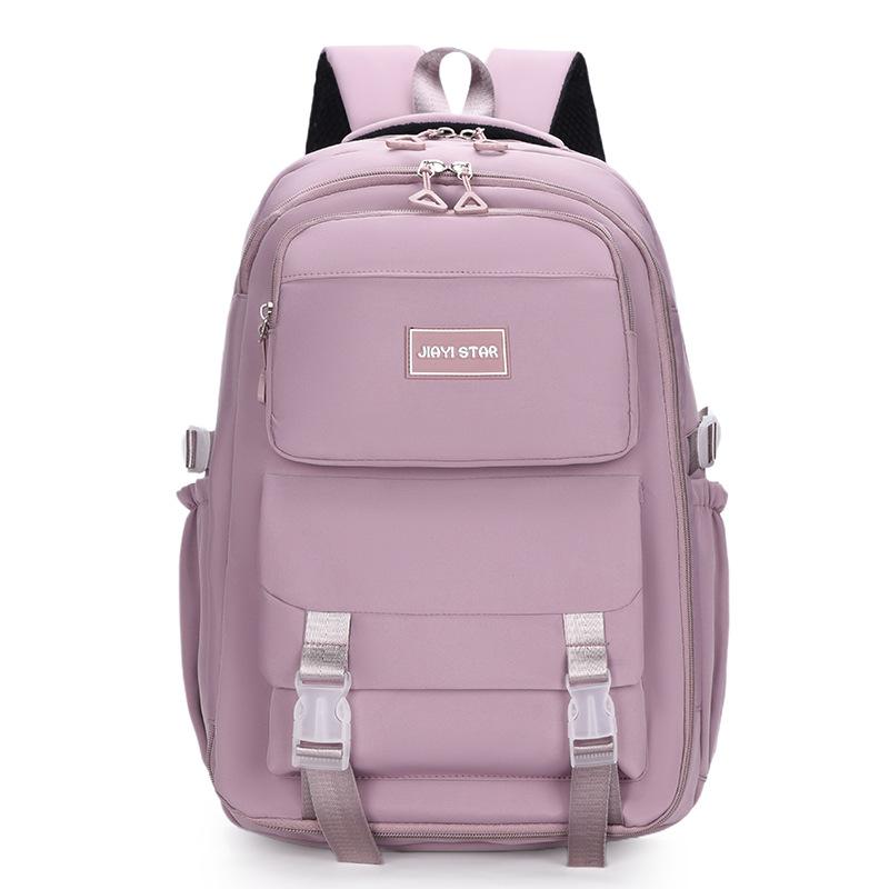 Однотонный школьный рюкзак для женщин, большой емкости
