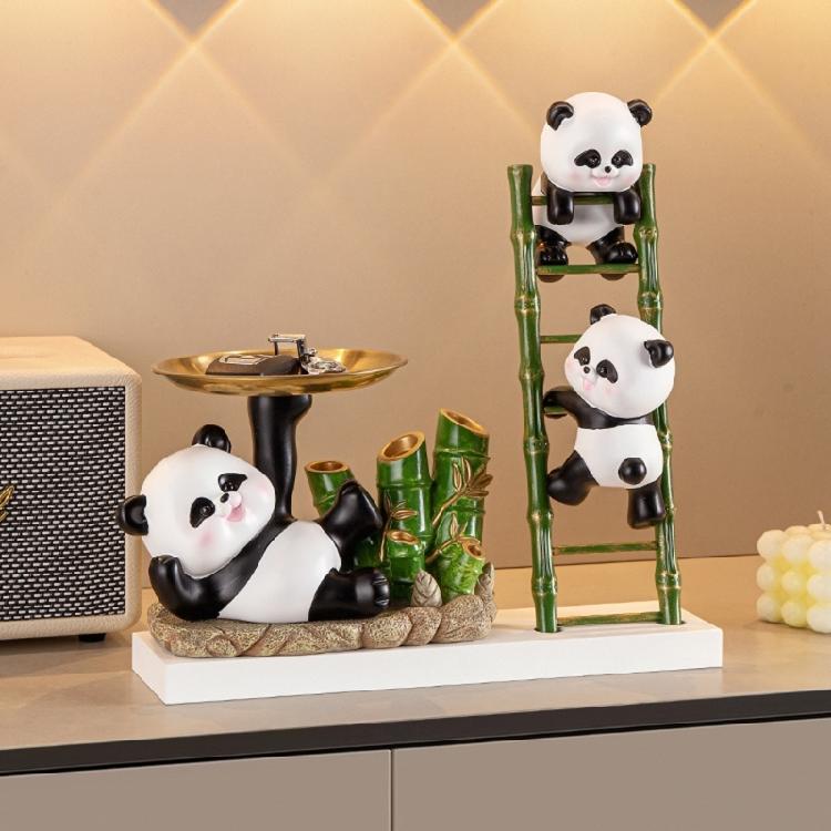 Multipurpose Lovely Pandas Entryway Organizers With Two Trays Accessory for Functional and Stylish Storage Needs
