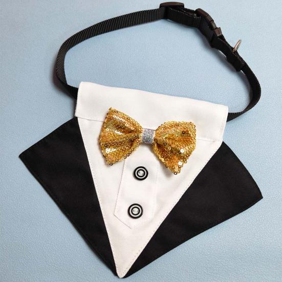 Ошейник для домашних животных, регулируемый воротник-бандана для собак с бантом, элегантный очаровательный костюм с треугольными нагрудниками для домашних животных для свадебной вечеринки