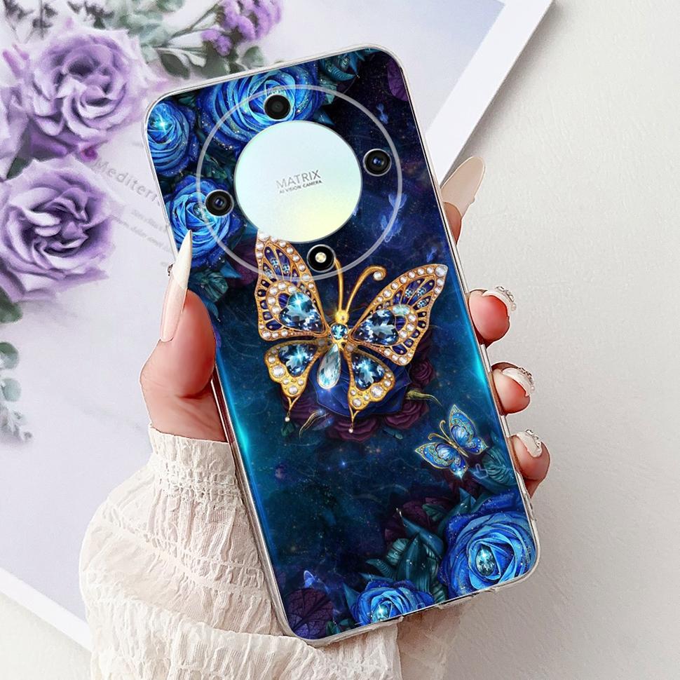 Чехол для Honor X9b 5G Цветок Бабочка Расписной Чехол Мягкий Силиконовый Корпус Для Honor X9 X9 b HonorX9b 5G Чехол для Телефона