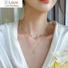 New Gold Color Double Layer Heart Necklace Zircon For Women Clavicle Chain Elegant Charm Wedding Pendant Jewelry