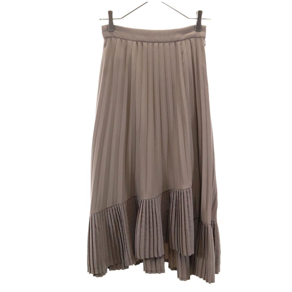 SNIDEL Long Length Irregular Pleated Skirt Gray Women Used