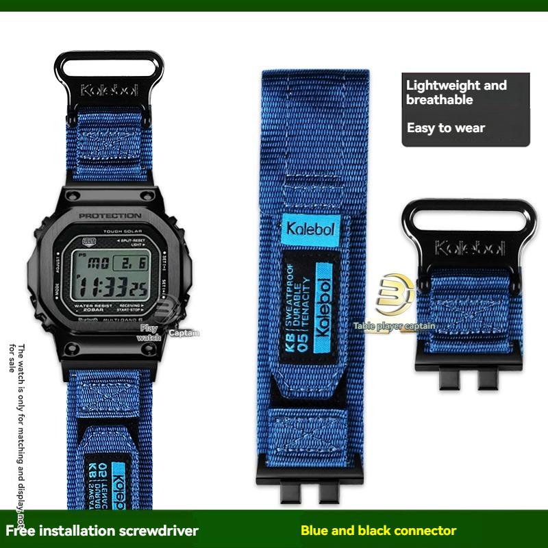 Сменный нейлоновый холщовый ремешок для Casio G-Shock GMW-B5000 Металлические квадратные часы - Спортивный водонепроницаемый регулируемый ремешок Аксессуар