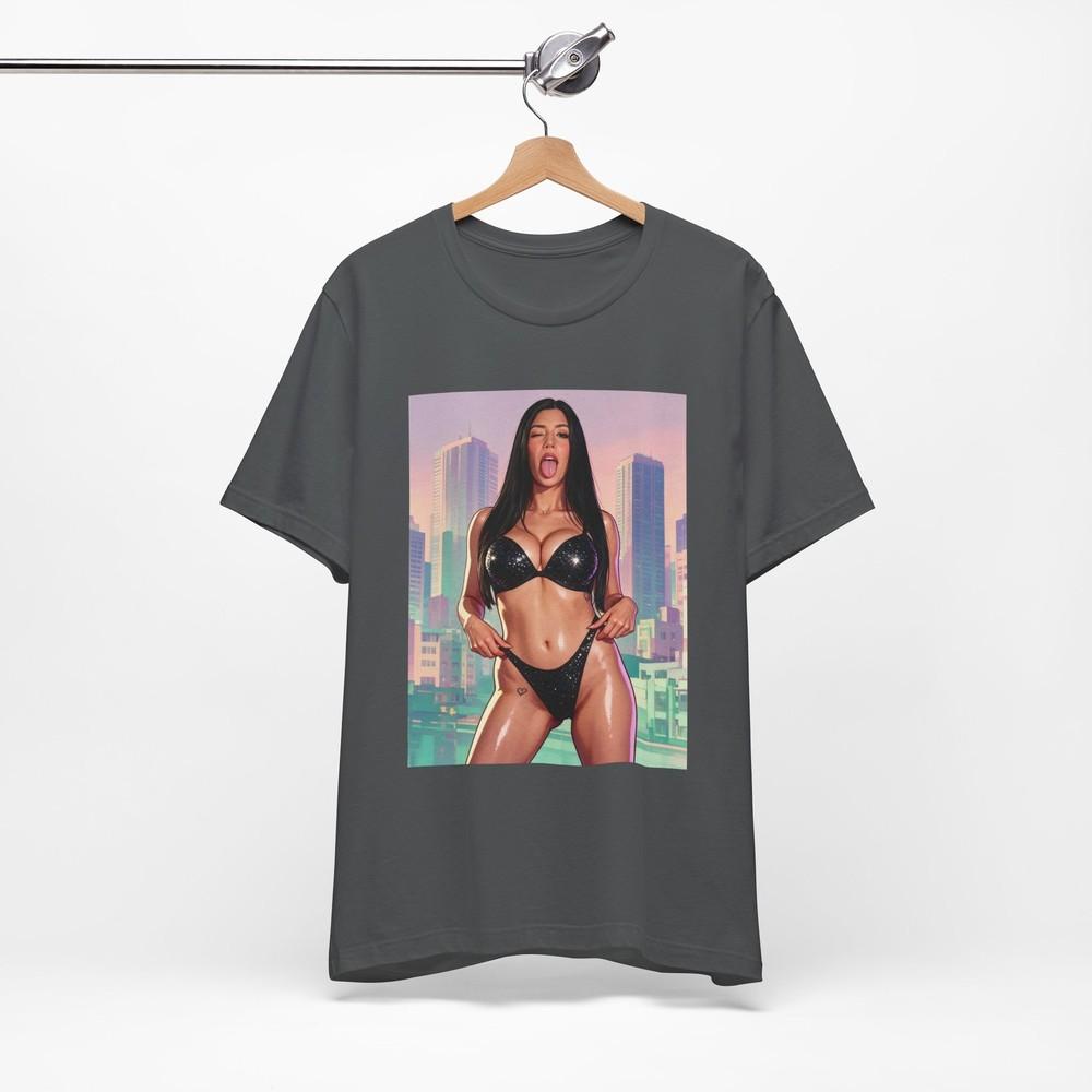 Футболка Пин-ап с принтом Lizzy Lust Bikini | Футболка Streetwear с графикой GTA 6