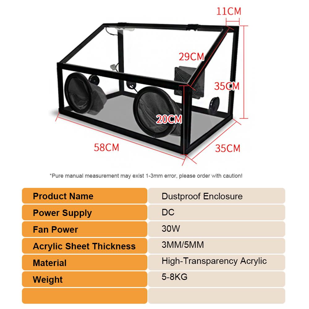 Polishing Dust Box Grinding Dust Enclosure with Glove Holes Desktop Dust Collector Removable Dust-proof Cabinet for Engraving