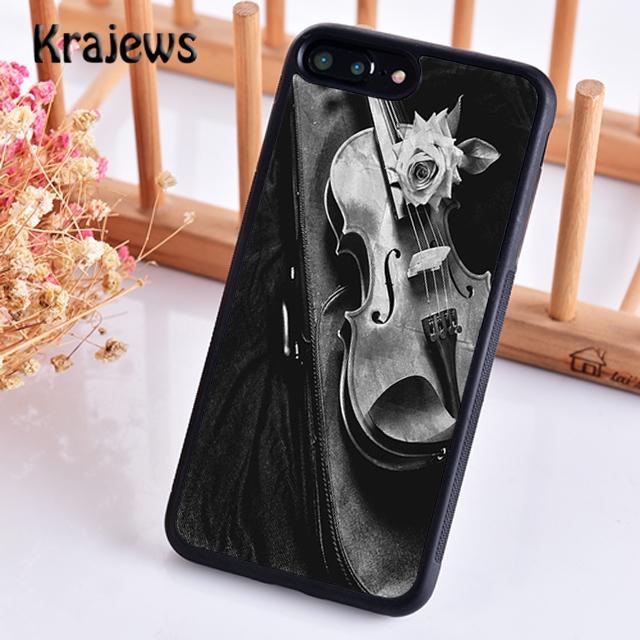 Krajews Elegant Wooden Violins Bow Sheet Music Phone Case For iPhone 17 Air 16 15 14 plus 11 12 13 pro max coque Fundas