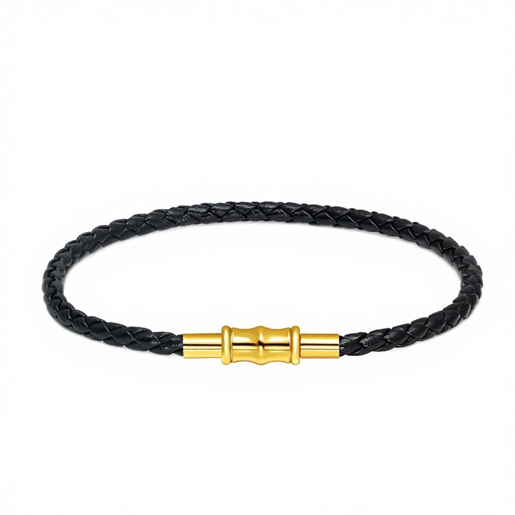 XD MB235 Gold Beaded Red String Zodiac Year Lucky Beads Leather Rope Braided Wristband Headscarves Stainless steel red bracelet