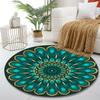 Mandala Pattern with Teal and Gold Print round rug, living room, bedroom, playroom carpet, non slip floor mat, gift