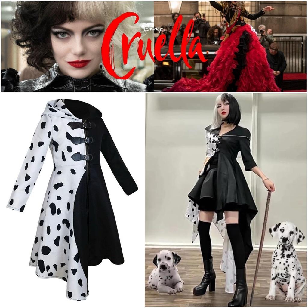Cosplay Dress Inspired By 101 Dalmatians Black And White Witch Cruella De Vil
