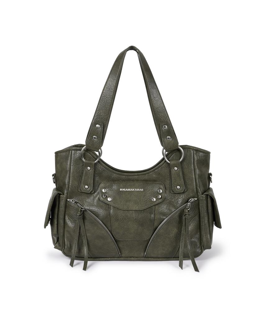 Iugamakaras Studded Leather Shoulder Bag (Khaki)